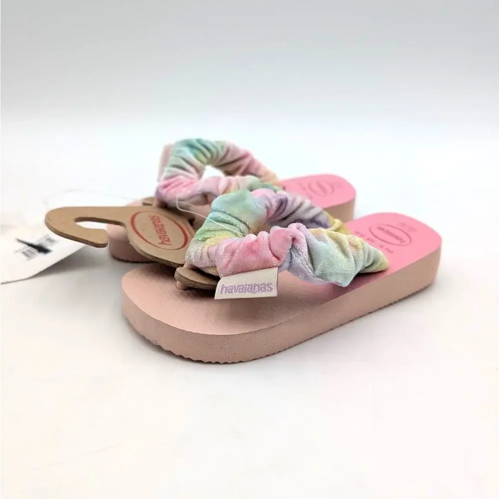 Havaianas Fluffy Flip Flop Thong Sandals Kids Ballet Rose Size US9C EU25/26